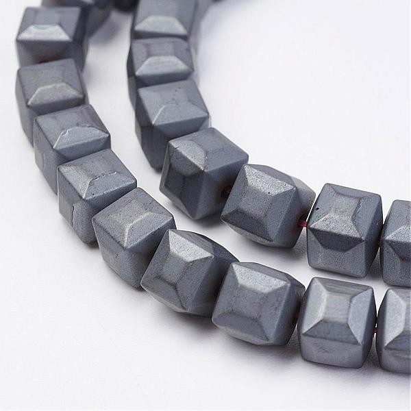 PandaHall Non-magnetic Synthetic Hematite Beads Strands, Frosted, Cube, 6x6x6mm, Hole: 1mm, about 69pcs/strand, 15.74 inch Non-magnetic...