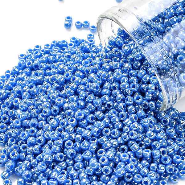 PandaHall TOHO Round Seed Beads, Japanese Seed Beads, (124D) Opaque Luster Denim Blue, 11/0, 2.2mm, Hole: 0.8mm, about 5555pcs/50g Glass...