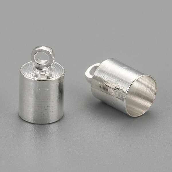 

PandaHall Brass Cord Ends, Nickel Free, Silver Color Plated, 9.5x6mm, Hole: 1.1mm, 5.5mm inner diameter Brass