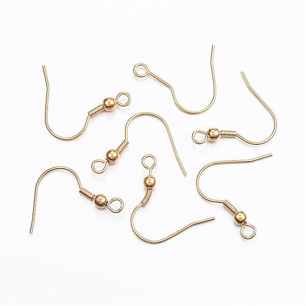 

PandaHall 304 Stainless Steel Earring Hooks, Ear Wire, with Horizontal Loop, Real 24k Gold Plated, 20x17mm, Hole: 2mm, 20 Gauge, Pin: 0.8mm...