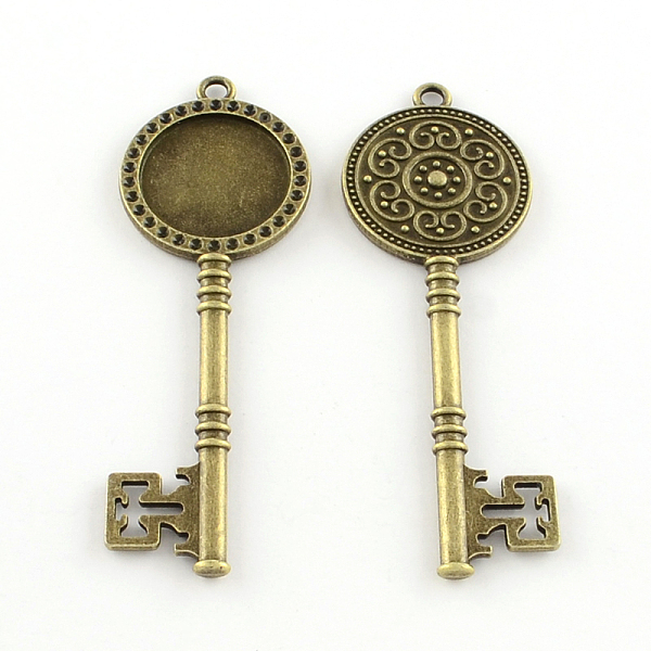 

PandaHall Tibetan Style Key Alloy Pendant Rhinestone Cabochon Settings, Cadmium Free & Nickel Free & Lead Free, Antique Bronze, Tray: 20mm...