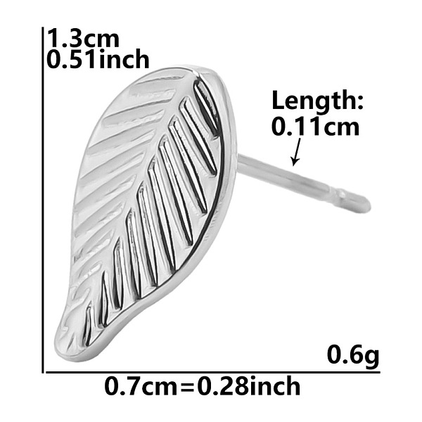 

PandaHall 304 Stainless Steel Leaf Stud Earrings for Women, Stainless Steel Color Stainless Steel Leaf