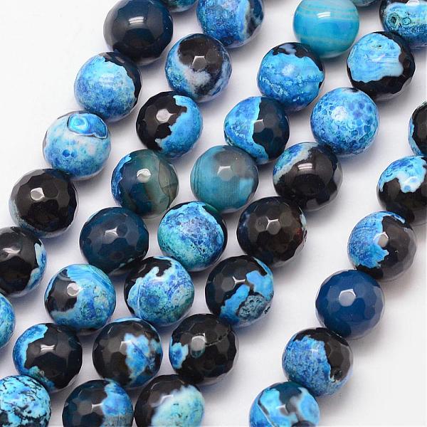 

PandaHall Natural Fire Crackle Agate Bead Strands, Round, Grade A, Faceted, Dyed & Heated, Deep Sky Blue, 10mm, Hole: 1mm, about...