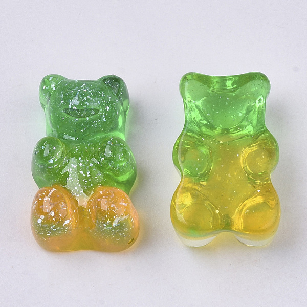 

PandaHall Transparent Resin Cabochons, with Glitter Powder, Two Tone, Bear, Green, 18x11x8mm Resin Bear Green