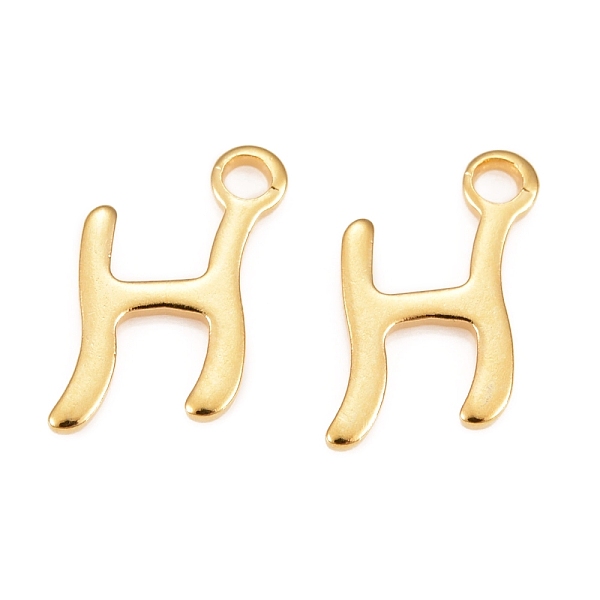 

PandaHall 304 Stainless Steel Charms, Laser Cut, Letter, Stainless Steel Color, Golden, Letter.H, 12x9x0.7mm, Hole: 1.5mm 304 Stainless...