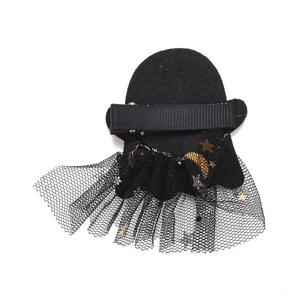 

PandaHall Halloween Gauze & Felt Hair Accessories, with Iron Alligator Hair Clips Findings, Ghost, Gold, 81x55x4mm Iron Gold