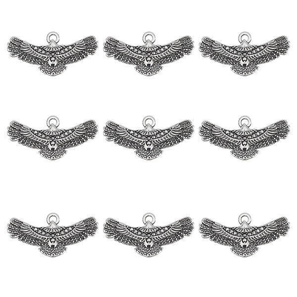 PandaHall UNICRAFTALE 10pcs Antique Silver Tibetan Style Eagle Charm Stainless Steel Pendants Metal Vintage Dangle Pendants for DIY Jewelry...