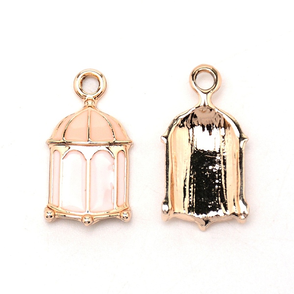 

PandaHall Zinc Alloy Enamel Pendants, Light Gold, Birdcage, Pink, 19x10.5x3mm, Hole: 2mm Alloy+Enamel Others Pink