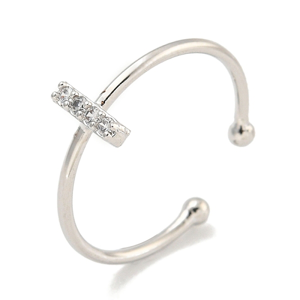 

PandaHall Rack Plating Brass Open Cuff Rings for Women, with Cubic Zirconia, Cadmium Free & Lead Free, Long-Lasting Plated, Letter, Letter I...