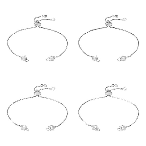 

PandaHall Rack Plating Adjustable Brass Slider Bracelets, with Crystal Rhinestone, for Bracelets Making, Long-Lasting Plated, Star...