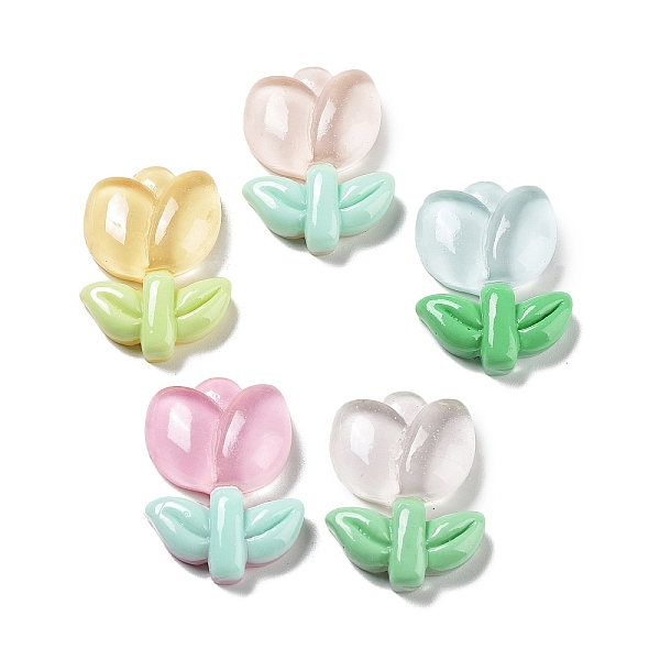 

PandaHall Translucent Resin Cabochons, Tulip Flower, Mixed Color, 32.5x23x8mm Resin Flower Multicolor