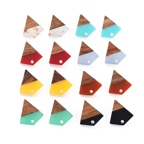 

PandaHall Two Tone Resin & Walnut Wood Stud Earring Findings, with 304 Stainless Steel Pin and Hole, Kite, Mixed Color, 16x15mm, Hole: 1.8mm..., Multicolor