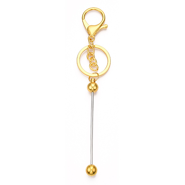 

PandaHall Alloy Bar Beadable Keychain for Jewelry Making DIY Crafts, with Alloy Lobster Clasps and Iron Ring, Golden, 15.5~15.8cm Alloy