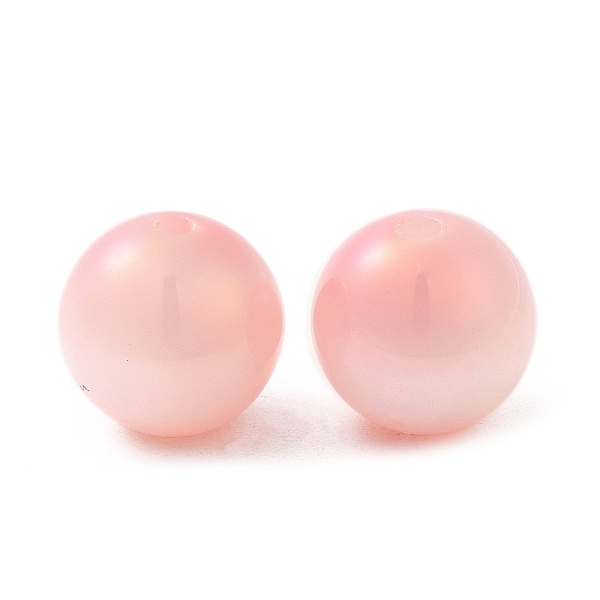 

PandaHall Iridescent Opaque Resin Beads, Candy Beads, Round, Misty Rose, 12x11.5mm, Hole: 2mm Resin Round