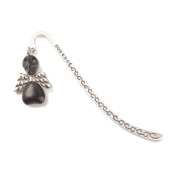 

PandaHall Skull with Wing Dyed Synthetic Turquoise Bookmarks, Tibetan Style Alloy Bookmarks, Black, 84mm, Skull: 29x20x9.5mm Synthetic...