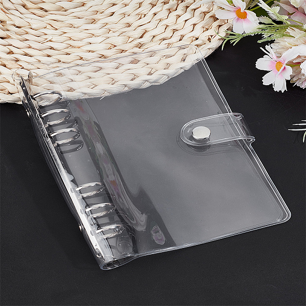 1 couverture de classeur transparente en PVC à 6 anneaux A6