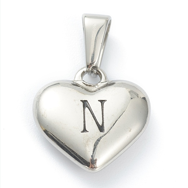 

PandaHall 304 Stainless Steel Pendants, Heart with Black Letter, Stainless Steel Color, Letter.N, 16x16x4.5mm, Hole: 7x3mm 304 Stainless...