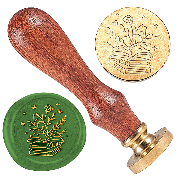 

PandaHall Wax Seal Stamp Set, 1Pc Golden Tone Sealing Wax Stamp Solid Brass Head, with 1Pc Wood Handle, for Envelopes Invitations, Gift Card...