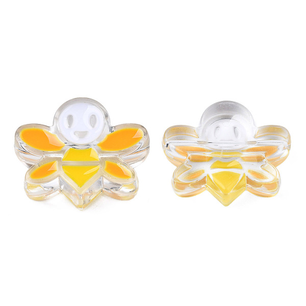 

PandaHall Transparent Acrylic Enamel Beads, Bees, Orange, 22x27x8mm, Hole: 3mm Acrylic Bees Orange