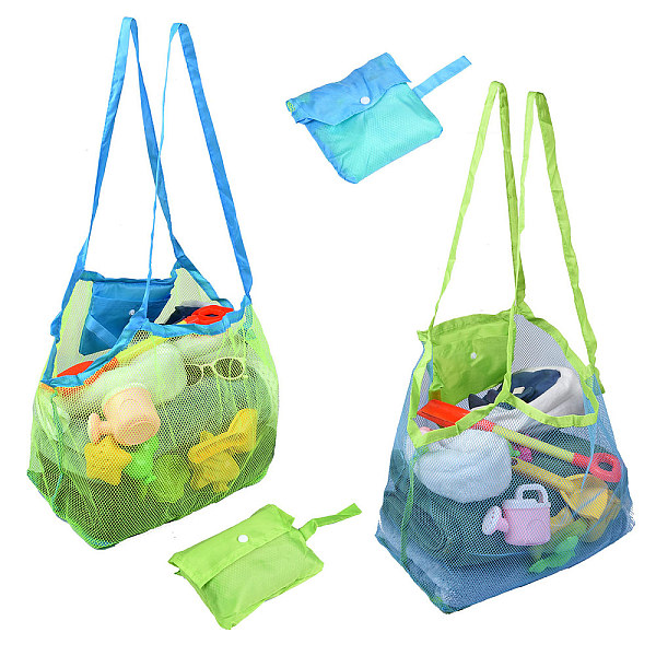 2pcs 2 Farben Tragbare Nylon-Mesh-Einkaufstaschen