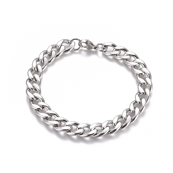 

PandaHall Unisex 304 Stainless Steel Curb Chain/Twisted Chain Bracelets, with Lobster Claw Clasps, Stainless Steel Color, 8-1/2 inch(21.5cm)...