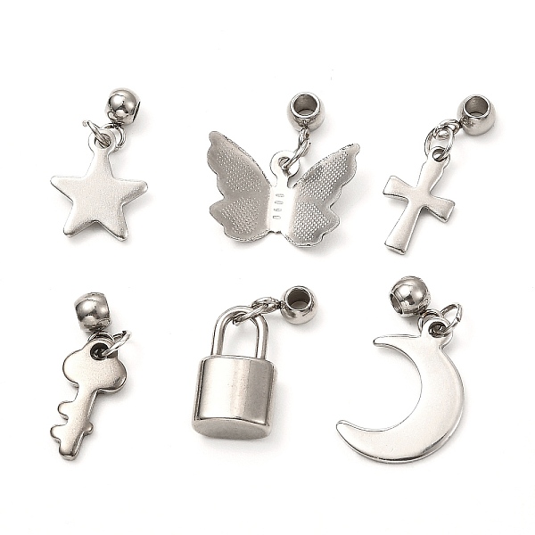 

PandaHall 304 Stainless Steel Pendant, with 304 Stainless Steel Letter Charms & Tube Bails, Stainless Steel Color, 18~23mm, Hole: 2mm...