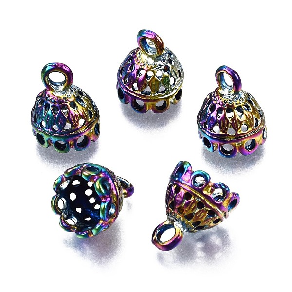

PandaHall Alloy Pendant Bails, Tassel Cap Bails, Cadmium Free & Nickel Free & Lead Free, Rainbow Color, 12.5x10.5mm, Hole: 2.5mm Alloy
