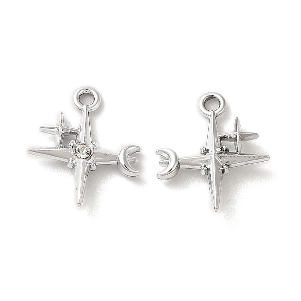 

PandaHall Rack Plating Alloy Crystal Rhinestone Pandants, Nickel Free, Star with Moon Charms, Platinum, 17x14.5x3.5mm, Hole: 1.6mm..., Clear