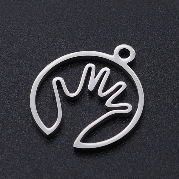 

PandaHall 201 Stainless Steel Laser Cut Pendants, Palm, Stainless Steel Color, 17x15x1mm, Hole: 1.5mm 201 Stainless Steel Palm