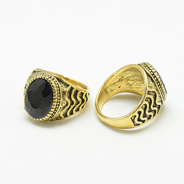 

PandaHall Glass Wide Band Finger Rings, with Alloy Ring Findings, Faceted, Oval, Antique Golden, Size 7~11, Mixed Color, 17~21mm Glass..., Multicolor