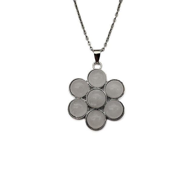

PandaHall Natural Quartz Crystal Flower Pendant Necklace Quartz Crystal
