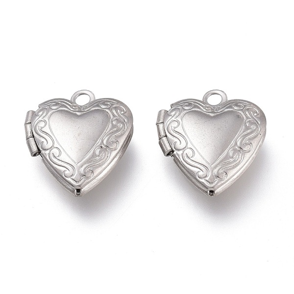 

PandaHall 316 Stainless Steel Locket Pendants, Photo Frame Charms for Necklaces, Heart, Stainless Steel Color, 15x13x4.5mm, Hole: 1.6mm...