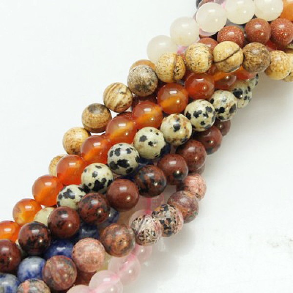 

PandaHall Natural & Synthetic Mixed Stone Beads Strands, Round, Mixed Color, 12mm, Hole: 1mm, about 33pcs/strand, 15.5 inch Mixed Stone..., Multicolor