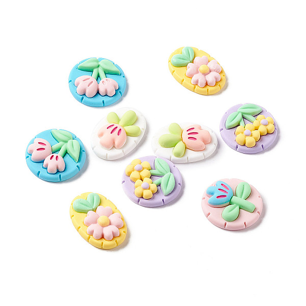 

PandaHall Opaque Resin Cabochons, Flower, Mixed Color, 25.5~29x19.5~25.5x8mm Resin Flower Multicolor