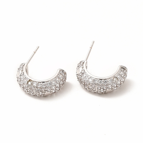 

PandaHall Rack Plating Brass Micro Pave Cubic Zirconia Stud Earrings for Women, Long-Lasting Plated, Lead Free & Cadmium Free, C Shape...