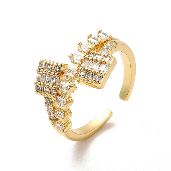 

PandaHall Clear Cubic Zirconia Rectangle Open Cuff Ring, Ion Plating(IP) Brass Wide Ring for Women, Real 18K Gold Plated, US Size 6 3/4...