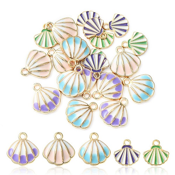 

PandaHall 20Pcs 5 Styles Alloy Enamel Pendants, Light Gold, Shell, Mixed Color, 13~17x13~16x2~3.5mm, Hole: 1.6~2mm, 4pcs/style Alloy+Enamel..., Multicolor