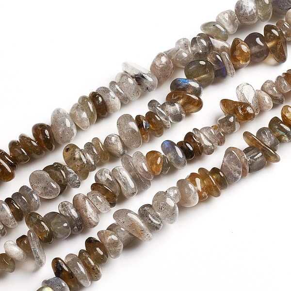 PandaHall Natural Labradorite Chips Beads Strands, 2.5~6x4.5~10.5mm, Hole: 0.8~1mm, about 33.86 inch(86cm) Labradorite Chip
