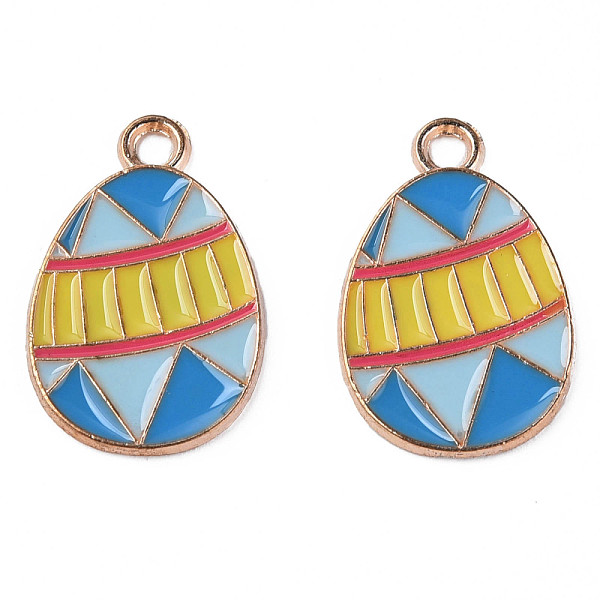 

PandaHall Alloy Enamel Pendants, Cadmium Free & Lead Free, Light Gold, Egg, Dodger Blue, 22x14x1mm, Hole: 2mm Alloy+Enamel Egg