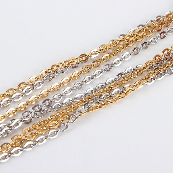 

PandaHall 304 Stainless Steel Cable Chain Necklace Making, with Lobster Claw Clasps, Mixed Color, 19.7 inch(50cm), 2mm 304 Stainless Steel