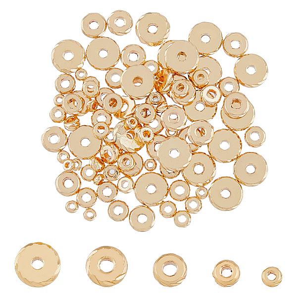 

PandaHall SUPERFINDINGS 100Pcs 5 Sizes Brass Spacer Beads Flat Round Spacer Beads Golden Disc Loose Beads for Bracelets Necklace Jewelry...