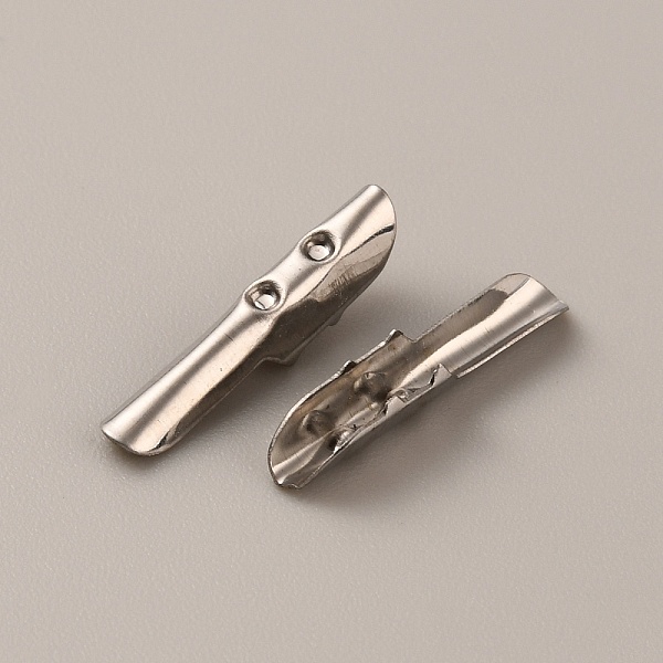 

PandaHall Iron Folding Crimp Ends, Cord End Caps, Stainless Steel Color, 20x4x4mm Iron