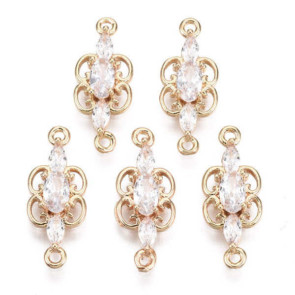 

PandaHall Brass Micro Pave Cubic Zirconia Links Connectors, Long-Lasting Plated, Light Gold, Butterfly, Clear, 17.5x7x3mm, Hole: 1.2mm...