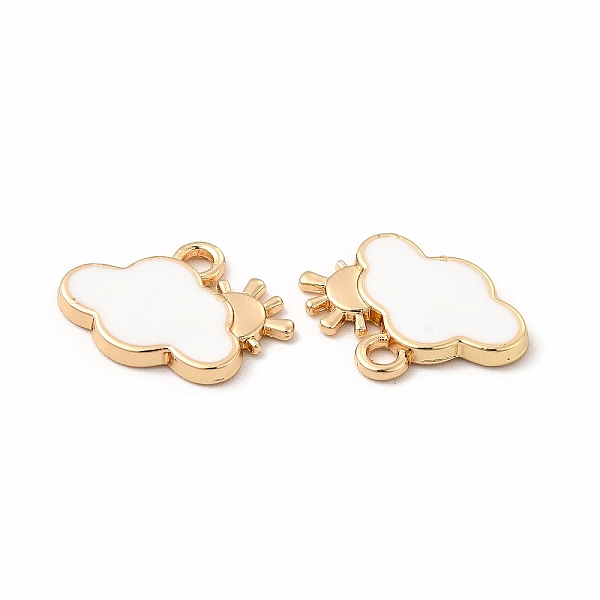 

PandaHall Alloy Enamel Charms, Cloud with Sun Charm, Golden, White, 11x14x1.5mm, Hole: 1.6mm Alloy+Enamel Cloud White