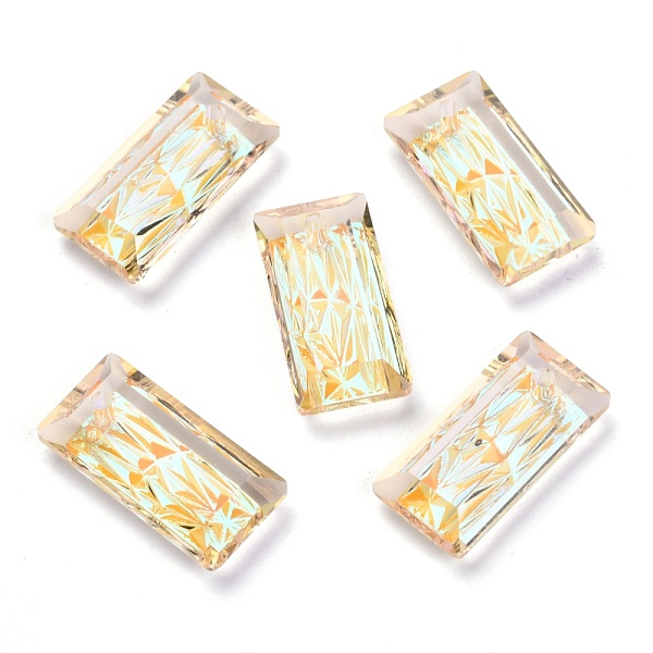

PandaHall Embossed Glass Rhinestone Pendants, Rectangle, Faceted, Paradise Shine, 20x10x5mm, Hole: 1.6mm Glass Rectangle Green