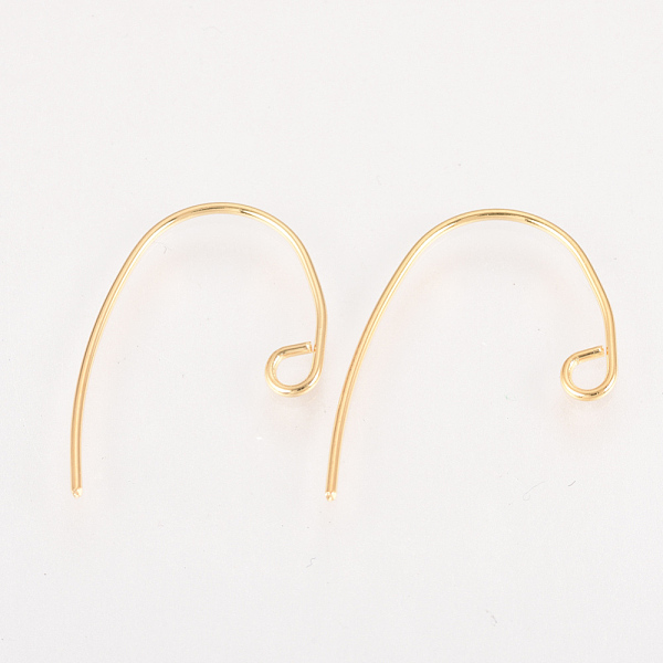 

PandaHall Brass Earring Hooks, with Horizontal Loop, Real 18K Gold Plated, 20~21x14~16x1mm, Hole: 2mm Brass