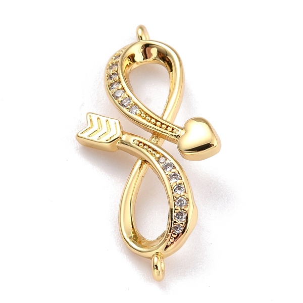 

PandaHall Bras Micro Pave Clear Cubic Zirconia Links Connectors, Long-Lasting Plated, Infinity with Heart & Arrow, Golden, 14x28.5x4mm, Hole...