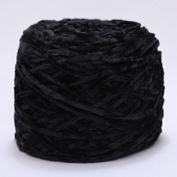 

PandaHall Wool Chenille Yarn, Velvet Cotton Hand Knitting Threads, for Baby Sweater Scarf Fabric Needlework Craft, Black, 3mm, 90~100g/skein...
