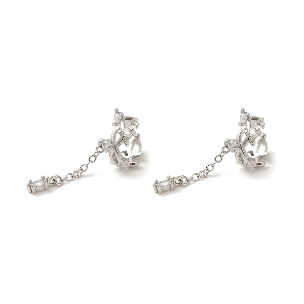 

PandaHall Rack Plating Brass Pave Clear Cubic Zirconia Leaf with Chain Cuff Earrings for Women, Cadmium Free & Lead Free, Long-Lasting...
