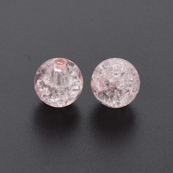 

PandaHall Transparent Crackle Acrylic Beads, Round, Pink, 10x9mm, Hole: 2mm, about 940pcs/500g. Acrylic Round Pink